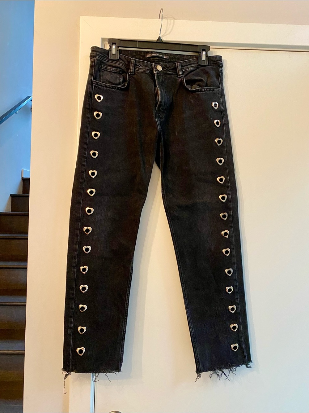 Black Heart-Grommet Straight-Leg Women’s Jeans